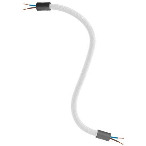 creative cables - Kit Creative Flex tuyau de rallonge recouvert de tissu RM02 Silver avec extrémités métalliques - 30 cm, Noir