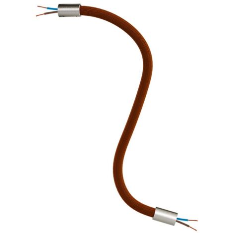 creative cables - Kit Creative Flex tuyau de rallonge recouvert de tissu RM13 Brown avec embouts métalliques - 30 cm, titane satiné