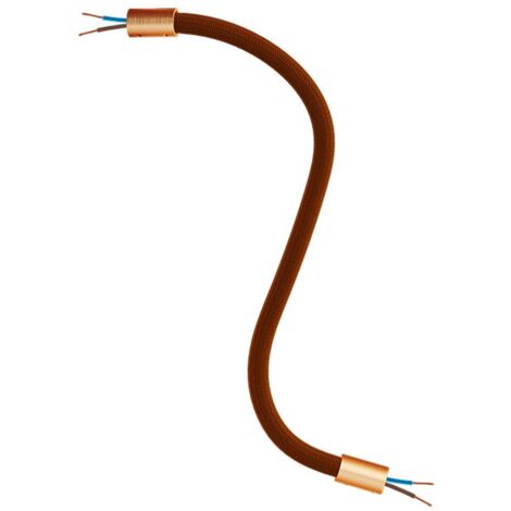creative cables - Kit Creative Flex tuyau de rallonge recouvert de tissu RM13 Brown avec extrémités métalliques - 30 cm, cuivre satiné