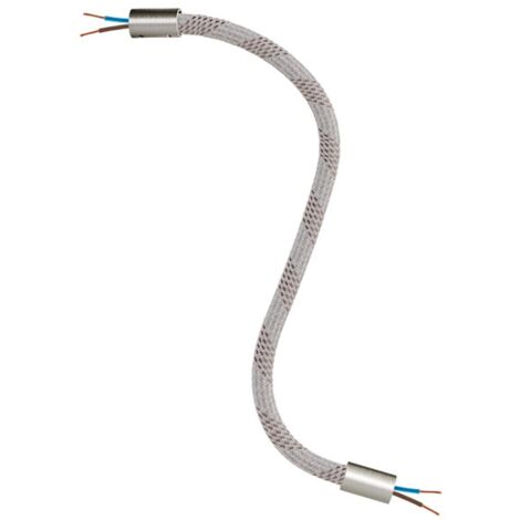 creative cables - Kit Creative Flex tuyau de rallonge recouvert de tissu RM72 MÞlange clair avec embouts métalliques - 30 cm, titane satiné