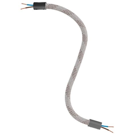 creative cables - Kit Creative Flex tuyau de rallonge recouvert de tissu RM72 MÞlange clair avec extrémités en métal - 30 cm, Noir