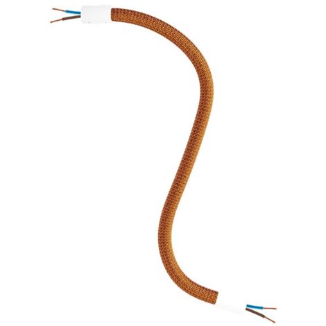 creative cables - Kit Creative Flex tuyau de rallonge recouvert de tissu RM74 cuivre avec extrémités en métal - 30 cm, blanc mat
