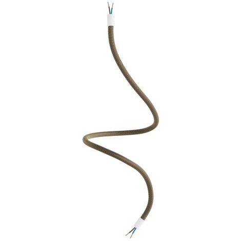 creative cables - Kit Creative Flex tuyau de rallonge recouvert de tissu RZ24 noir et or avec extrémités en métal - 90 cm, blanc mat