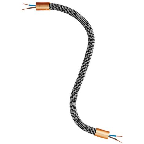 creative cables - Kit Creative Flex tuyau de rallonge recouvert de tissu RZ30 Fer noir avec extrémités en métal - 30 cm, cuivre satiné