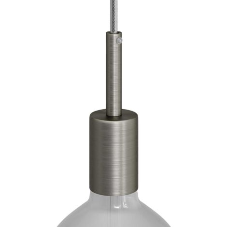 creative cables - Kit douille cylindrique en métal E27 avec serre-câble de 7 cm - Titane satiné