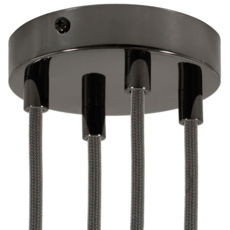 creative cables - Kit rosace métallique cylindrique à 4 trous - Cylindrique, noir perle