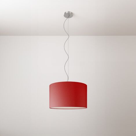 creative cables - Lampada a sospensione con paralume in tessuto Cilindro Small - Made in Italy