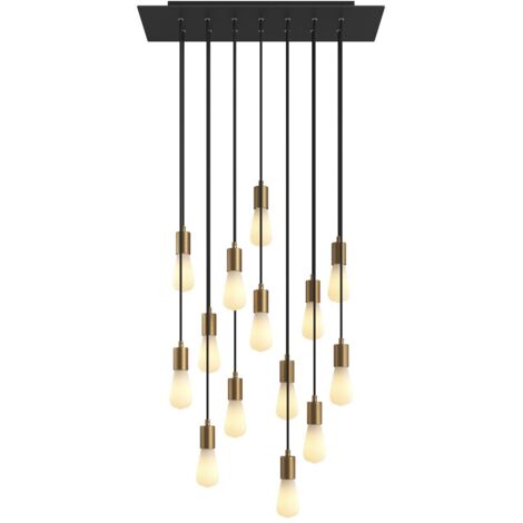 creative cables - Lampe suspendue à 14 gouttes avec Rose-One XXL rectangulaire 675 mm complète avec câble textile et garniture métallique