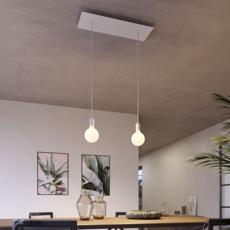 creative cables - Lampe suspendue à 2 gouttes avec Rose-One XXL rectangulaire 675 mm complète avec câble textile et garniture métallique