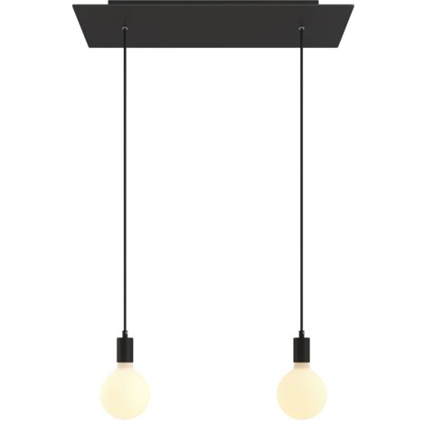 creative cables - Lampe suspendue à 2 gouttes avec Rose-One XXL rectangulaire 675 mm complète avec câble textile et garniture métallique
