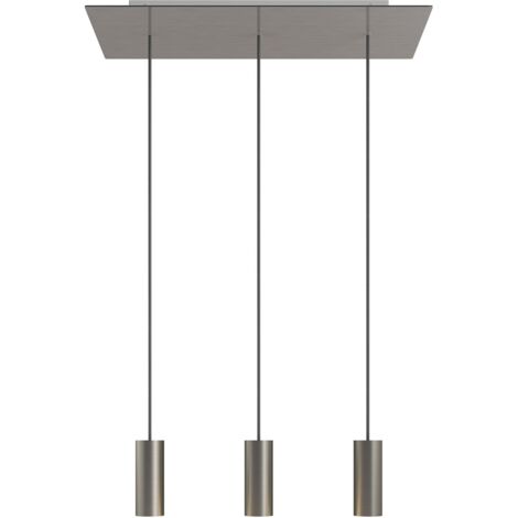 creative cables - Lampe suspendue à 3 gouttes avec Rose-One XXL rectangulaire 675 mm complète avec câble textile et abat-jour en métal Tub-E14