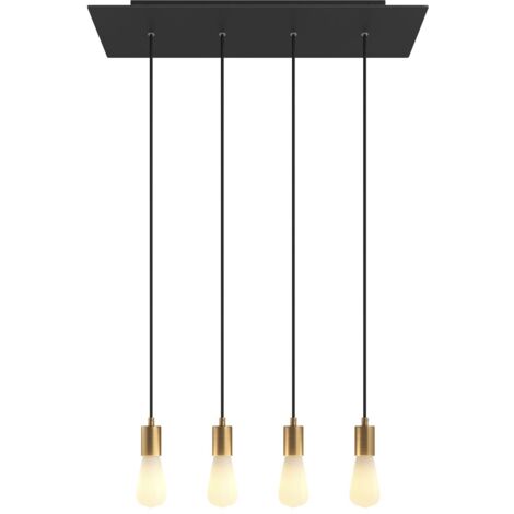 creative cables - Lampe suspendue à 4 chutes avec Rose-One XXL rectangulaire 675 mm complète avec câble textile et garniture métallique