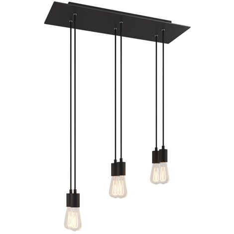 creative cables - Lampe suspendue à 6 gouttes avec Rose-One XXL rectangulaire 675 mm complète avec câble textile et garniture métallique