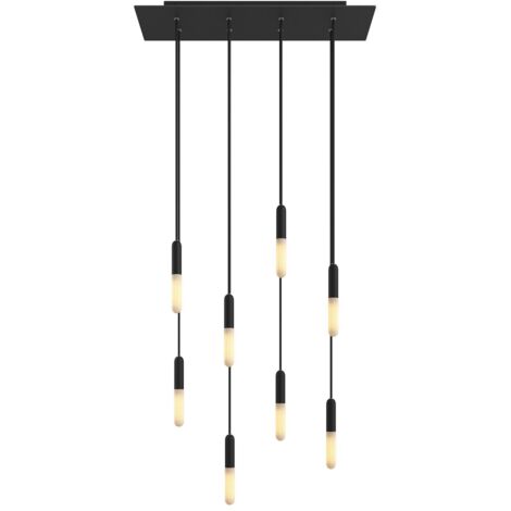 creative cables - Lampe suspendue à 8 gouttes avec Rose-One XXL rectangulaire 675 mm complète avec câble textile et garniture métallique
