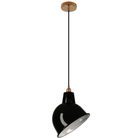 creative cables - Lampe suspendue fabriquée en Italie avec câble textile, abat-jour Broadway et garniture métallique