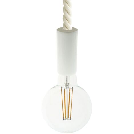 creative cables - Lampe suspendue fabriquée en Italie avec cordon nautique 2XL 24 mm et garniture en bois peint