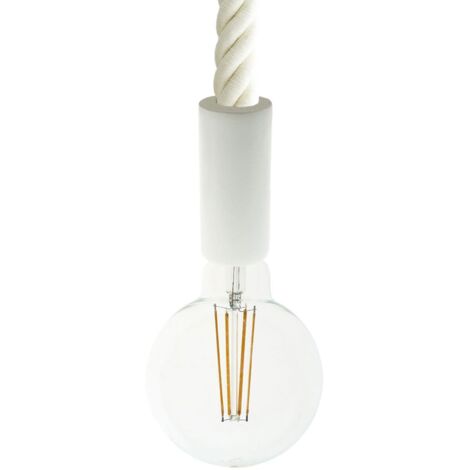 creative cables - Lampe suspendue fabriquée en Italie avec cordon nautique 3XL 30 mm et garniture en bois peint