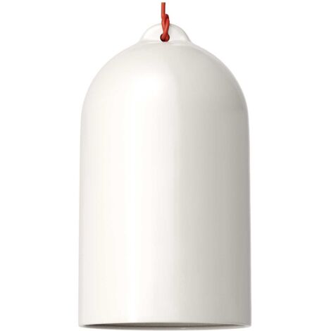 creative cables - Lampe suspendue Made in Italy avec câble textile et abat-jour en céramique Campana XL