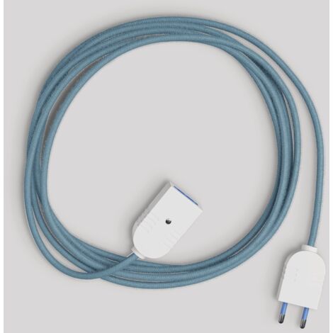 creative cables -  Prolunga elettrica con cavo in cotone blu oceano 2P 10A Made in Italy