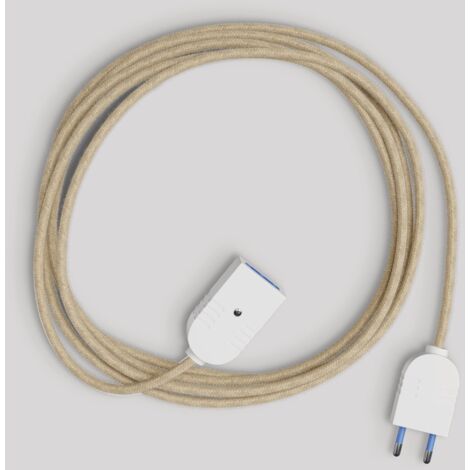 creative cables -  Prolunga elettrica con cavo in juta neutro 2P 10A Made in Italy