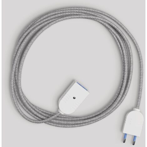 creative cables -  Prolunga elettrica con cavo in lino grigio 2P 10A Made in Italy