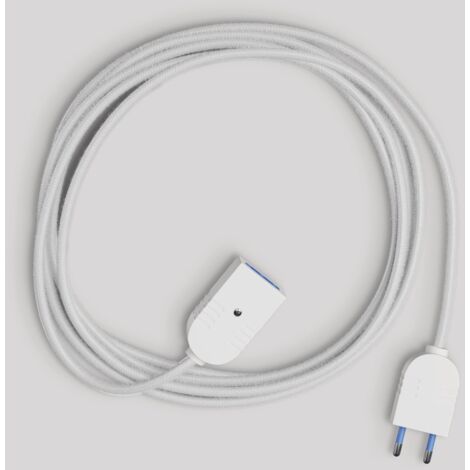 creative cables -  Prolunga elettrica con cavo tessile bianco lucido 2P 10A Made in Italy