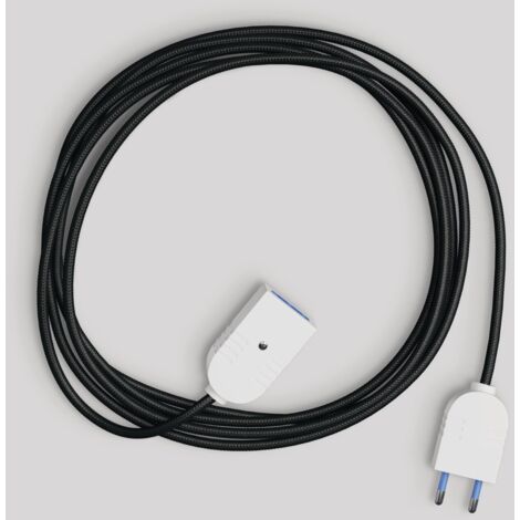 creative cables -  Prolunga elettrica con cavo tessile nero lucido 2P 10A Made in Italy