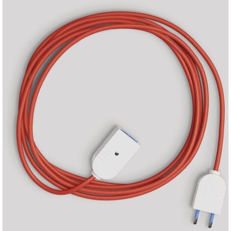 creative cables -  Prolunga elettrica con cavo tessile rosso lucido 2P 10A Made in Italy