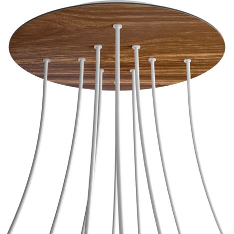 creative cables Rose-One XXL Rosette ronde, diamètre 400 mm avec 10 trous et 4 trous latéraux - Bois, blanc