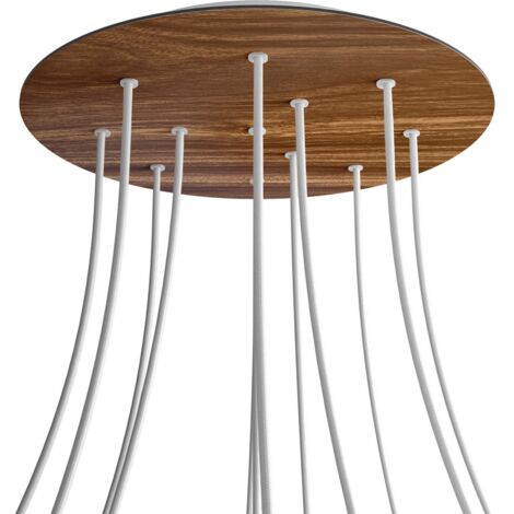 creative cables Rose-One XXL Rosette ronde, diamètre 400 mm avec 12 trous et 4 trous latéraux - Bois, blanc