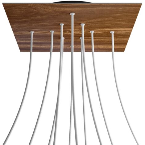 creative cables Rose-One XXL Rosette Square, 400 mm avec 10 trous et 4 trous latéraux - Bois, noir