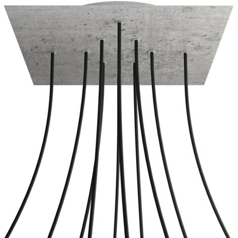 creative cables Rose-One XXL Rosette Square, 400 mm avec 10 trous et 4 trous latéraux - Ciment, blanc