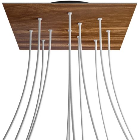 creative cables Rose-One XXL Rosette Square, 400 mm avec 12 trous et 4 trous latéraux - Bois, noir
