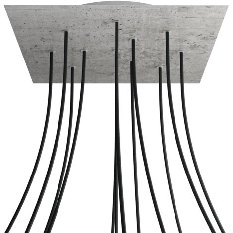 creative cables Rose-One XXL Rosette Square, 400 mm avec 12 trous et 4 trous latéraux - Ciment, blanc