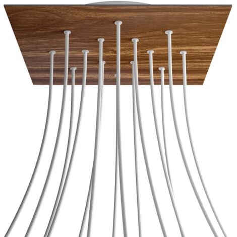 creative cables Rose-One XXL Rosette Square, 400 mm avec 14 trous et 4 trous latéraux - Bois, blanc