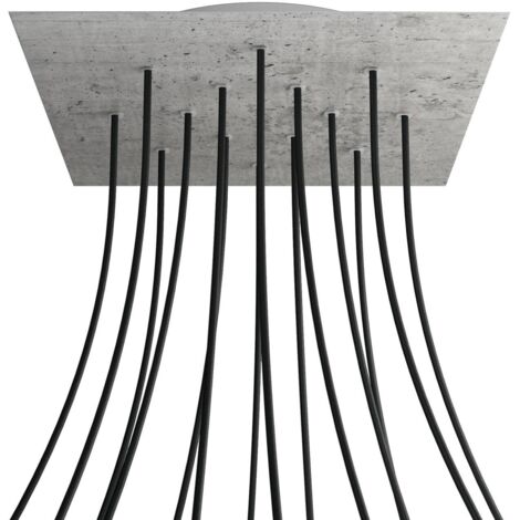 creative cables Rose-One XXL Rosette Square, 400 mm avec 14 trous et 4 trous latéraux - Ciment, blanc