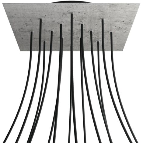 creative cables Rose-One XXL Rosette Square, 400 mm avec 14 trous et 4 trous latéraux - Ciment, noir