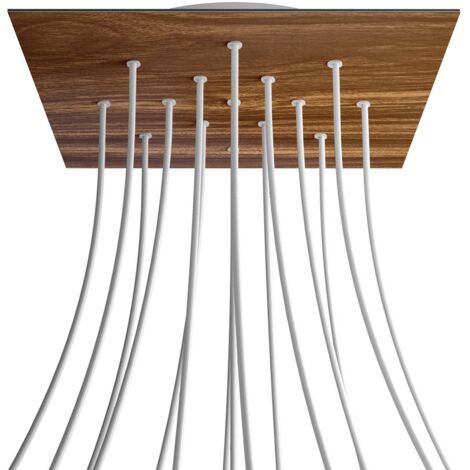creative cables Rose-One XXL Rosette Square, 400 mm avec 15 trous et 4 trous latéraux - Bois, blanc