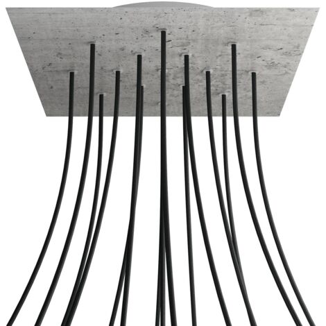 creative cables Rose-One XXL Rosette Square, 400 mm avec 15 trous et 4 trous latéraux - Ciment, blanc