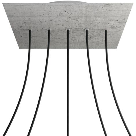 creative cables Rose-One XXL Rosette Square, 400 mm avec 5 trous en ligne et 4 trous sur le côté - Ciment, blanc
