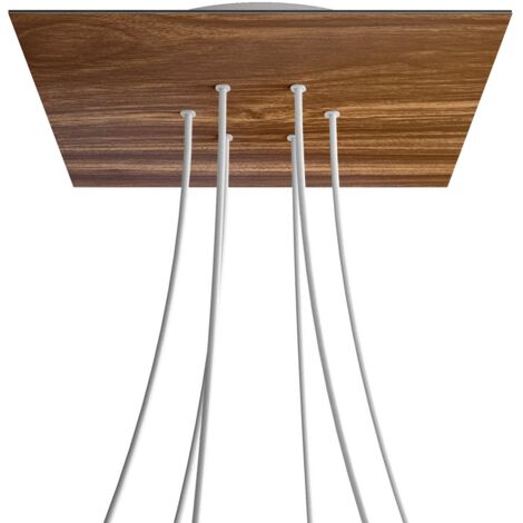 creative cables Rose-One XXL Rosette Square, 400 mm avec 6 trous et 4 trous latéraux - Bois, blanc