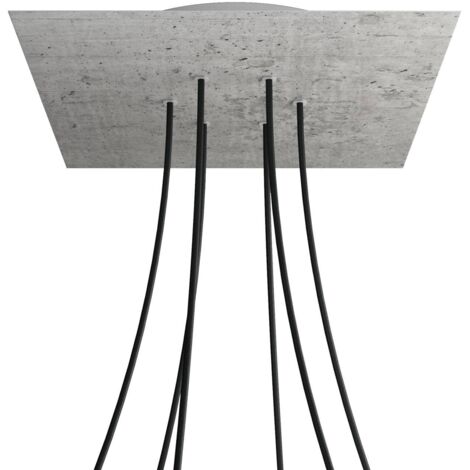 creative cables Rose-One XXL Rosette Square, 400 mm avec 6 trous et 4 trous latéraux - Ciment, blanc