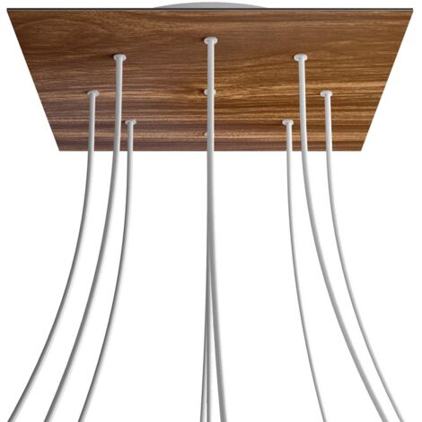 creative cables Rose-One XXL Rosette Square, 400 mm avec 9 trous et 4 trous latéraux - Bois, blanc