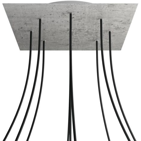 creative cables Rose-One XXL Rosette Square, 400 mm avec 9 trous et 4 trous latéraux - Ciment, blanc