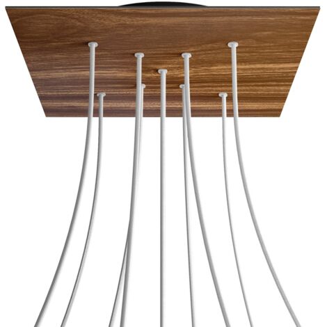 creative cables Rose-One XXL Rosette Square, 400 mm avec 9 trous X et 4 trous latéraux - Bois, noir