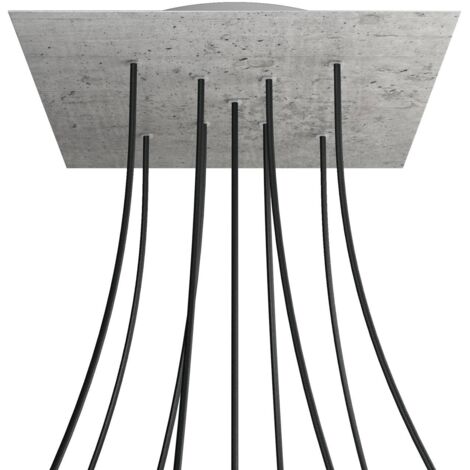 creative cables Rose-One XXL Rosette Square, 400 mm avec 9 trous X et 4 trous latéraux - Ciment, blanc