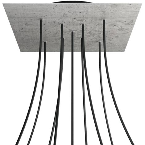 creative cables Rose-One XXL Rosette Square, 400 mm avec 9 trous X et 4 trous latéraux - Ciment, noir