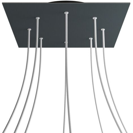 creative cables Rosone XXL Rose-One Quadrato, 400 mm con 8 Fori e 4 Fori Laterali - Antracite, Nero