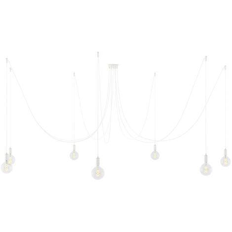 creative cables - Spider - Lampe suspendue multiple avec 7 gouttes Fabriquée en Italie avec câble textile et garniture métallique
