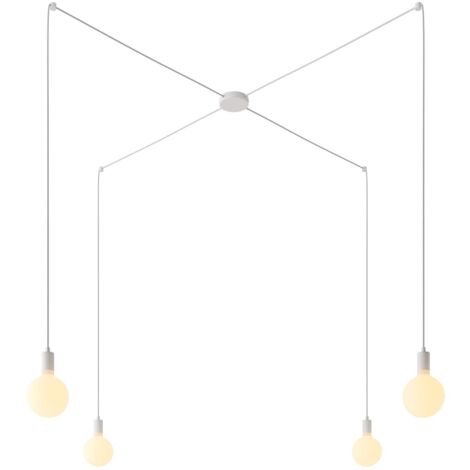 creative cables - Spider - Suspension multiple avec 4 gouttes Made in Italy complète avec câble textile et garniture métallique